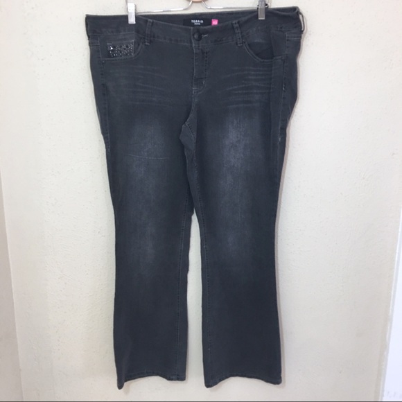 Torrid Slim Boot Jean Gray Rhinestone Accent 20